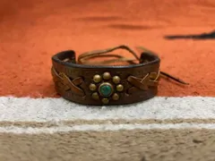 HTC LCF8 BRACELET　ブラウンレザー×ブラススタッツ/ターコイズ ④ 20.0cm/2.5cm 希望小売価格￥16,280-(税込)__