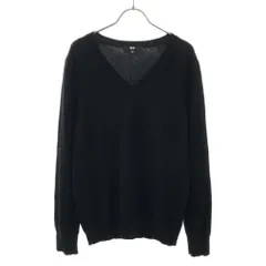 ユニクロ カシミヤ100% 長袖 Vネック セーター XL ブラック UNIQLO ニット レディース