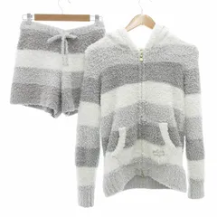 ジェラートピケ gelato pique ジェラート グラデーション ボーダー パーカ ショートパンツ セット ナイトウェア パジャマ 部屋着 ロゴ 刺繍 F グレー 白 PWNT195008 /VU