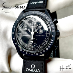 極美◆オメガ×スウォッチ スヌーピー黒 腕時計 OMEGA swatch クォーツ 付属品あり　メンズ