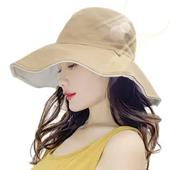 Free Size_カーキ [Favoreal] uvカット 日除け帽子 レディース 日焼け防止 ハット つば広 小顔効果 あご紐付き 紫外線カット 遮光 女性用 春夏 アウトドア 帽子 大きいサイズ 折りたたみ 洗える 2way 両面使える サンバイザー 農