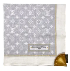 ☆653EM LOUIS VUITTON ルイヴィトン モノグラム ハンカチ スカーフ コットン100％ グレー系 ホワイト系 箱付き 未使用品のサムネイル