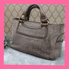 《 CELINE 》　セリーヌ　ブギーバッグ　ハンドバッグ　スエード　Cマカダム　総柄　ブギー　トリオンフ　底鋲付　ベージュ系　ブロンズ　送料無料・匿名配送・最短即日発送いたします！　242