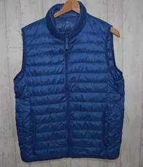 送料無料! USED ユニクロ UNIQLO　ダウンベスト V-14 　BLUE PPL系　L