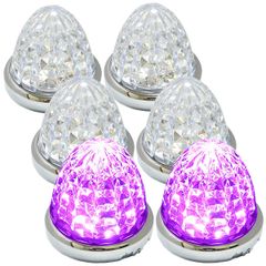 24V トラック用 LED マーカーランプ サイドマーカー マーカー 8面クリスタルカット仕様 16LED 汎用 6個 セット メッキリング ピンク