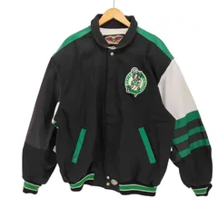 ユーズドフルギ USED古着 {{JEFF HAMILTON}} 80-90S USA製 バスケットボール チーム ロゴ レザー 切り替え スタジアム ジャケット メンズ import：L 