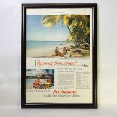 『 パン アメリカン 』ビンテージ広告　60年代　フレーム付ポスター　当時物