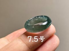 L12-174 ピンキーリング 氷種 氷青緑 7.5号 天然グアテマラ産 A貨 本翡翠 くりぬき リング