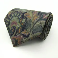 レノマ ブランド ネクタイ 総柄 リーフ柄 幾何学模様 シルク メンズ ネイビー renoma 【中古】