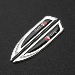 Sline アウディ 車用エンブレム ステッカー デカール 2個セット バッジ 3Dメタル カーフェンダーサイドステッカー 車のスタイリング