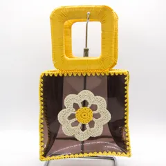 キャセリーニ ハンドバッグ クリアバッグ PVC フラワー刺繍 ブランド 鞄 レディース イエロー Casselini 【中古】