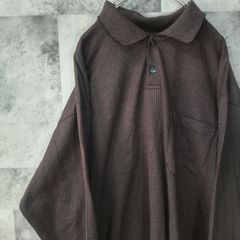 ビンテージ長袖ポロシャツ☆　USA古着　ブラウン　M　C24