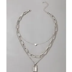 新品★鍵とハートデザイン3連ネックレス
