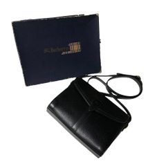 ◆中古品◆ Burberrys バーバリーズ レザー ショルダーバッグ ホースロゴ フラップ ブラック ゴールド金具 箱有 V87848NA