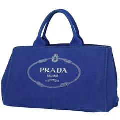 プラダ PRADA カナパ トート ハンドバッグ トートバッグ キャンバス ブルー レディース 【中古】