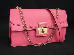 ■新品同様■ GUESS ゲス レザー チェーン クロスボディ ショルダーバッグ レディース ピンク系 BI9571