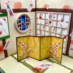 木製ミニチュアハウス⭐︎ドールハウス⭐︎ハンドメイド⭐︎背景ボード。最終お値下げ 春を楽しむ花見小屋」ミニチュア ドールハウス ☆完成品