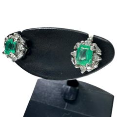 エメラルド 0.20×2ct ダイヤモンド 0.09×2ct ピアス Pt850プラチナ/Pt900プラチナ 2.2g レディース 【中古】【真子質店】【NN】