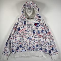 古着 チャンピオン Champion パーカー ワッペンロゴ 100周年記念 両Vガゼット ランタグ マルチカラー 2XーLarge  ホワイト 総柄 メンズ