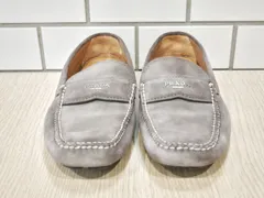 美品【PRADA】25.5cm 2D2170 スウェードモカシン ドライビングシューズ グレー