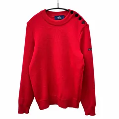 セントジェームス SAINT JAMES 美品 CANCALE MARIN KNIT カンカル マリン ニット セーター 肩ボタン ロゴ 切替 リブ 長袖 XS 赤 レッド /VU● 0112のサムネイル