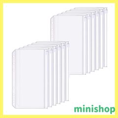 【在庫処分】DFsucces バインダーポケット 6穴 システム手帳ポケット ルーズリーフ 書類ファイリングバッグ ファスナーポケット 小物収納 防水 PVC 透明 整理 紛失防止 ポータブル 一目瞭然 12枚 (透明-A6)