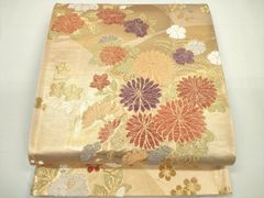 正絹 袋帯 吉祥文様 地紙文 金 銀 六通柄 リメイク 稽古用 O-103