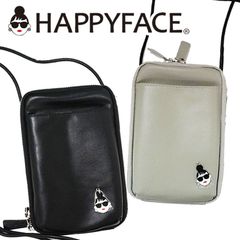 ハッピーフェイス happyface スマホ バッグ ライトグレー ポシェット ショルダーバッグ 小さめ バッグ 小さい かわいい おしゃれ ホワイト シンプル ポケット多数 レディース セカンドバッグ エマ