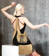 ラテンドレス★黒×ゴールドで強さを演出！競技会、発表会、練習着としても！