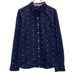 TOMMY HILFIGER 長袖 柄シャツ S ネイビー ホワイト トミーヒルフィガー ボタン 水玉 ドット 総柄 古着卸 アメリカ仕入 a611-8328のサムネイル