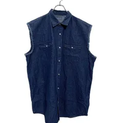 RK Brand デニムベスト 2XL ネイビー ビッグサイズ スナップボタン ウエスタン ノースリーブ 2ポケット 古着卸 アメリカ仕入 a602-6151