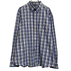 NAUTICA 長袖 チェックシャツ XXL ブルー ホワイト ノーティカ ボタンダウン ビッグサイズ ワンポイント 古着卸 アメリカ仕入 a701-6620