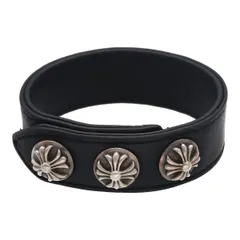 【中古】 CHROME HEARTS クロムハーツ 3ボタン2スナップ レザーブレスレット SV925 クロスボール アクセサリー シルバー バングル メンズ レディース ユニセックス 24033846 AO