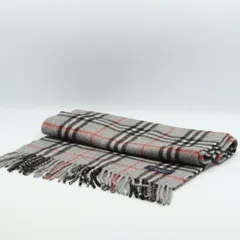 新品同様 バーバリー グレー チェック マフラー メンズ/レディース STU