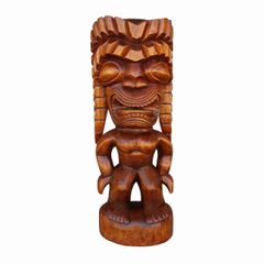 ティキの木彫り TIKI KU 100cm 木製スワール無垢材 1m ハワイアン雑貨 TIKI木彫り ティキ像 ティキオブジェ 置物 【大型宅配便】350251