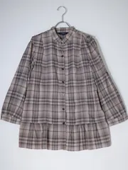BURBERRY LONDONバーバリー ロンドン バンドカラーチェックペプラムブラウス チュニック【40】【LSHA75586】