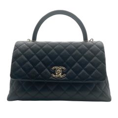 シャネル(CHANEL) ココハンドルS 2WAYバッグ  黒 キャビアスキン シャンパンゴールド金具 A92991 31番 中古 レディース ショルダーバッグ ハンドバッグ