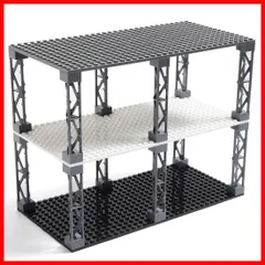 【特売】INIBUD 基礎板 ブロック プレート クラシック 互換性 16×32ポッチ 両面 柱付き 板3枚 柱12本 セット (ホワイト、グレー、ブラック)