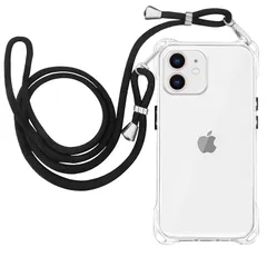 iPhone 12Mini ケース クリア ショルダー スマホケース アイフォン 12mini ケース ストラップ付き 肩掛け 斜めがけ 首掛け 紐付き カバー 透明 耐衝撃 薄型 軽量 TPU バンパー iphone 12mini 5.4インチ用 携帯ケ