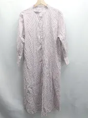 ◇ ⊇ GLOBAL WORK グローバルワーク ストライプ柄 長袖 ロング ワンピース サイズM レッド系 レディース E  【1505290007672】