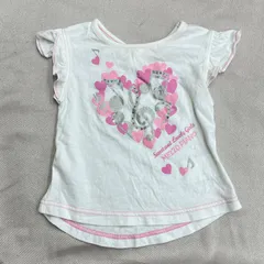 メゾピアノ　ベビー服　90cm カットソー　白　ホワイト　ピンク　音符　音楽　ハート　MEZZO PIANO 女の子