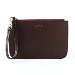 MHR0219 新品同様 agnes b. アニエスベー マルチケース レザー ポーチ ブラウン 茶 小物入れ
