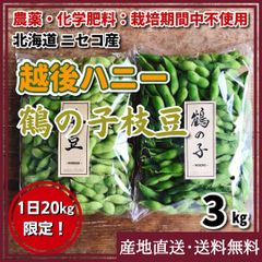 【農薬・化学肥料：栽培期間中不使用】茶豆・鶴の子枝豆 セット3kg 北海道 ニセコ産