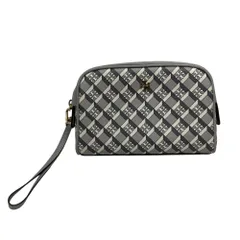 ◆中古品◆ トリーバーチ アウトレット ポーチ レディース TORY BURCH GEO LOGO ESSENTIALS POUCH グレー 本体のみ V89783NM