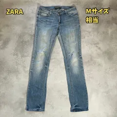 ZARA BASIC（ザラベーシック）　デニム　ダメージ　レディース　Mサイズ【B-3】