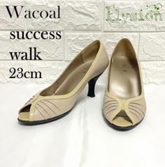 ★美品★ Wacoal success walk ワコールサクセスウォーク パンプス ホワイト系ベージュ 23cm オープントゥパンプス