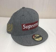 New Era Supreme Denim SS 2012 キャップ 71/2 NEW Supreme S/S 2012 New Era Denim Red Box Logo Hat Size 7 3