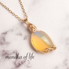 プレシャスオパール ペンダントトップ フカネ巻き ワイヤーラッピング ネックレス 14kgf