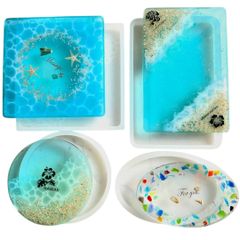 【数量限定】作成 パーツ UVレジン アクセサリー エポキシ樹脂 ネックレス 樹脂粘土 シリコンモールド 型 丸 抜き型 楕円 キット 長方形 道具 正方形 コースター レジン トレイ garden】 プレート 【Ever