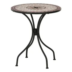 ガーデンテーブル 幅61×奥行61×高さ69.5cm 星柄 屋外用 セラミック スチール 組立品 アウトドア ガーデニング 園芸【代引不可】